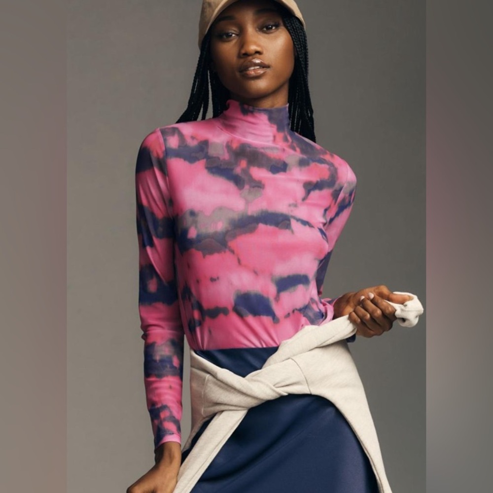 Free People Mesh Turtleneck Top